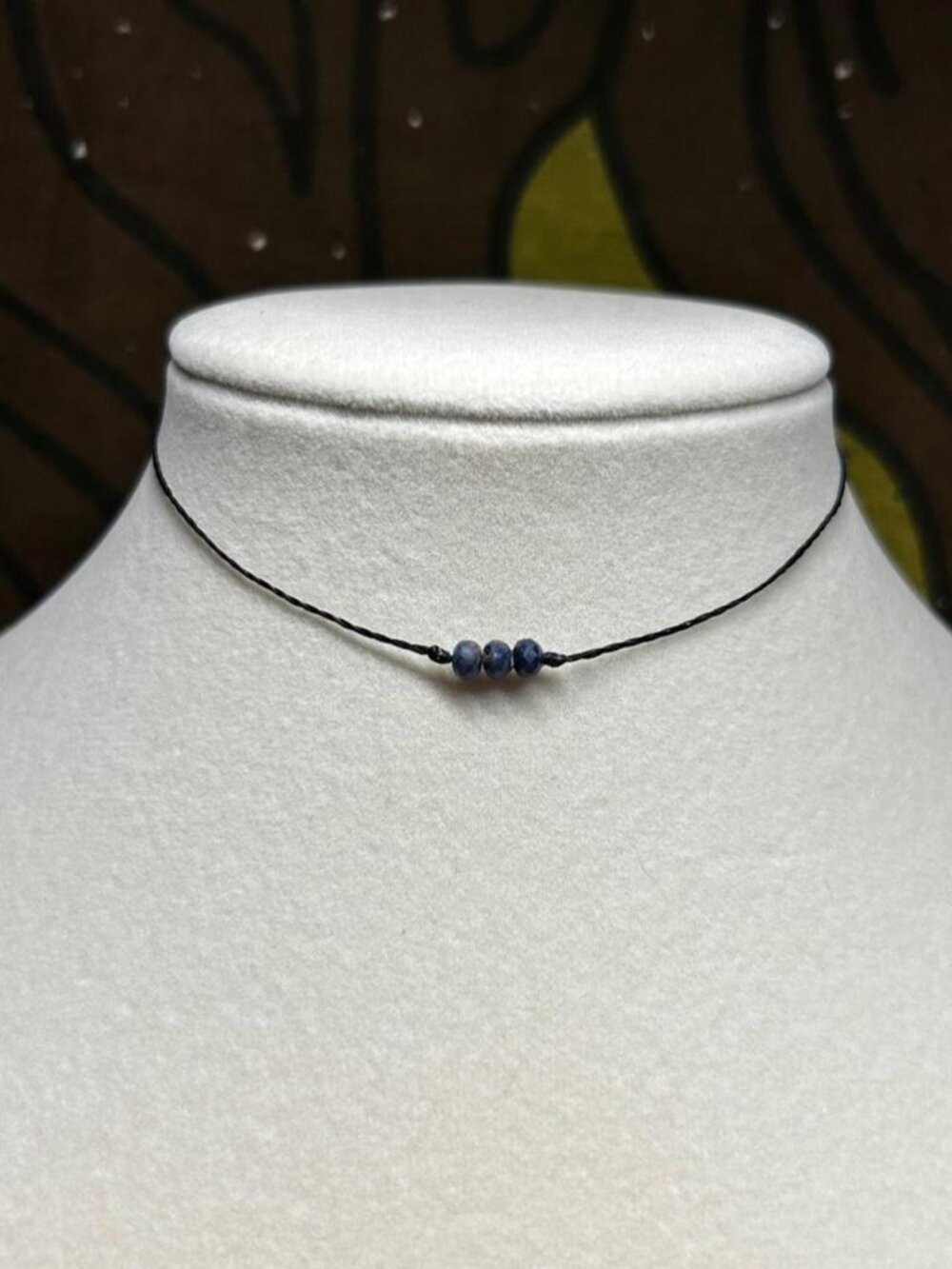 Raw Sapphire Trio Choker  September Birthstone Necklace minimalist gemstone cord